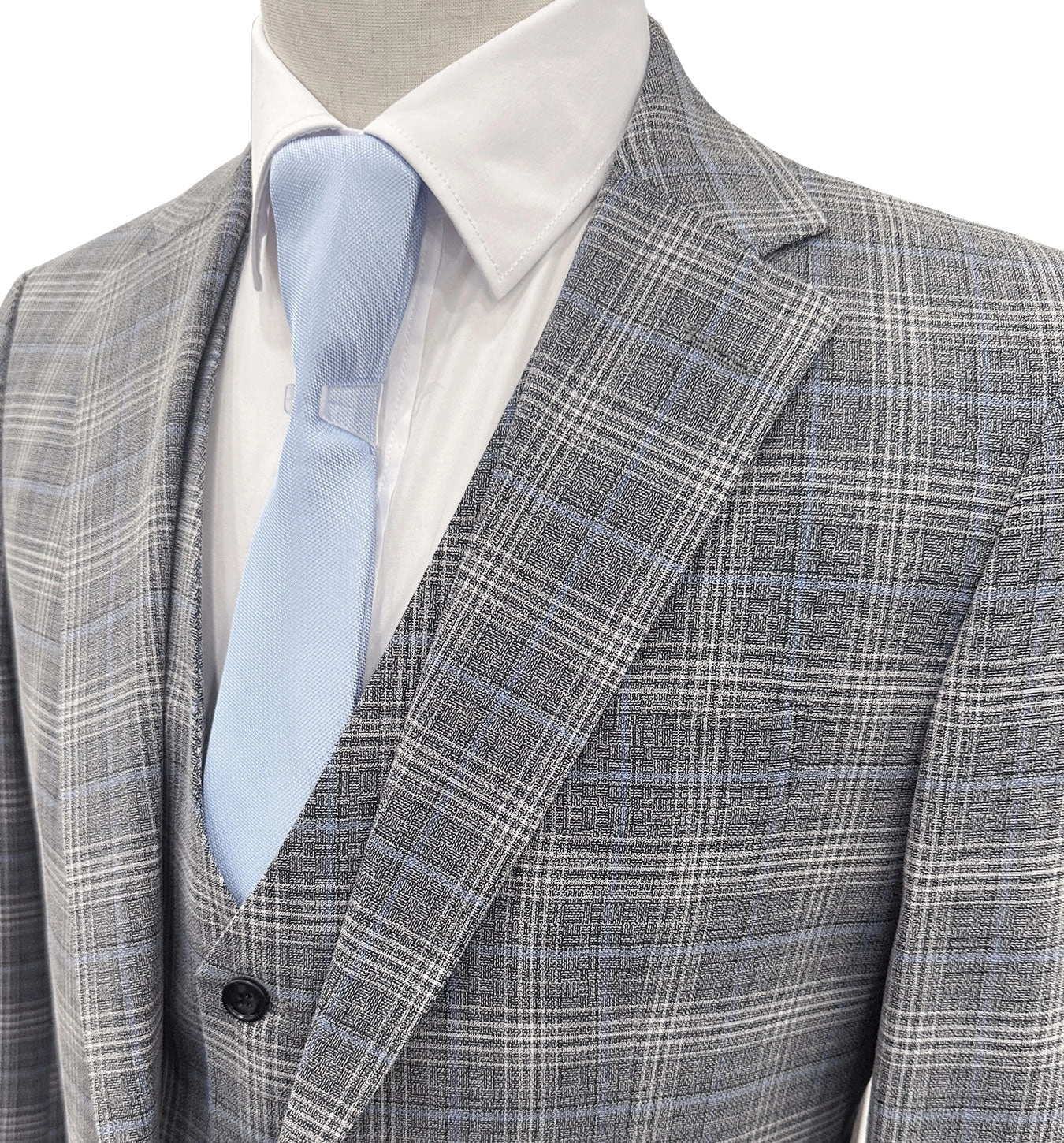 Angelo Rossi: Anois Glen Check Gray & Blue Suit - Foirfe don Ócáid! Éadaí Fheictear!